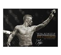 Póster de Dustin Poirier con cita fotográfica - pre-firmado - Calidad extraordinaria - We Fall but we get up (45,7 x 30,5 cm)