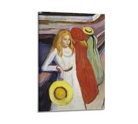 Póster de Edvard Munch con texto en inglés "Work Girl on a Bridge" (40 x 60 cm)
