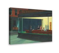 Póster de Edward Hopper de The World's Top 100 Paintings Nighthawks para dormitorio, lienzo decorativo, paisaje deportivo, oficina, habitación, marco de regalo, 16 x 24 pulgadas
