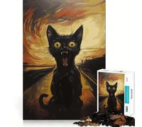 Póster de El Grito del Gato Negro, Rompecabezas de 1000 Piezas para Adolescentes, Juguete de lógica Fuerte, Mente Relajada, Borde Limpio, Sorpresa de cumpleaños 38x26cm