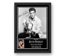 Póster de Elvis Presley firmado con autógrafo, enmarcado negro, arte de pared (10 x 12), obra de arte de actor para decoración del hogar y la oficina, regalo