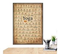 Póster de entrenamiento de yoga - Tabla de ejercicios ilustrada, guía de postura de cuerpo completo, impresión laminada resistente al desgarro, imágenes claras de pasos | Gráfico de pared de