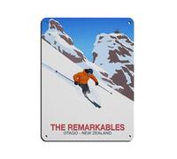 Póster de esquí de The Remarkables, póster retro de metal, arte elegante, pintura de hierro, bar, cueva de personas, cafetería, garaje, decoración de pared, 30 x 40 cm