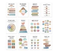 Póster de esquina de calma, póster de sensación de salón - 12 suministros de ajuste emocional, elementos de esquina de calma, elementos de esquina calmante para niños, gráficos de emoción