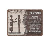 Póster de estaño con texto en inglés "Mom And Son To My Mom I Know It's Not Eas" para el Día de la Madre, regalo de cumpleaños de parte de hijo, madre e hijo, arte de pared, retro, letrero de metal
