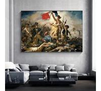 Póster de Eugene Delacroix "La Libertad guiando al pueblo", pintura en lienzo, impresiones de la Revolución Francesa, arte mural para decoración del hogar (60 x 80 cm, sin marco)