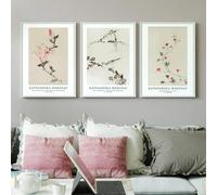 Póster de exposición de arte japonés Katsushika Hokusai, impresiones, lienzo vintage de flores y pájaros, imágenes de pared para decoración de habitación, 60 x 90 cm, 3 piezas sin marco