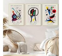 Póster de exposición surrealista de Joan Miró, cuadro de pared sobre lienzo, dibujo colorido para decoración del hogar (60x80cm/3 piezas sin marco)