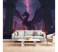 Póster de Fantasy Dragón Grande 3D - Papel pintado panorámico | Papel pintado de dinosaurio no tejido, 300 x 210 cm, para sala de estar, dormitorio, dormitorio, dormitorio