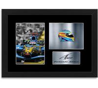 Póster de Fernando Alonso del Campeón del Mundo firmado con foto enmarcada A4