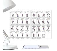 Póster de fitness sentado, tabla de yoga en silla, guía de ejercicios de 7,99 x 10 pulgadas con pasos ilustrados, exhibición de papel de entrenamiento para personas mayores, diseño de instrucciones mo