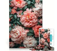 Póster de Flores de peonía Rosa, Rompecabezas para Adultos de 1000 Piezas, Rompecabezas para ejercitar la Mente, patrón de ensamblaje, artículo de Santa Claus (38x26cm)
