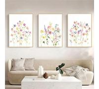 Póster de flores silvestres en acuarela, impresiones florales coloridas, arte de pared de plantas, pintura en lienzo, imágenes para decoración de habitaciones (30 x 45 cm, 3 unidades)