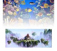 Póster de fondo de acuario, 3D PVC adhesivo impermeable pecera papel tapiz pegatina cielo castillo pecera decoración de fondo para acuario pecera(122*50cm)