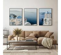 Póster de fotografía de ciudad de viaje mediterránea con paisaje bohemio de Grecia, pintura en lienzo, imágenes de pared, decoración del hogar y del hotel (60 x 90 cm, 3 unidades)