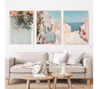 Póster de fotografía de ciudad de viaje mediterránea con paisaje bohemio de Grecia, pintura en lienzo, imágenes de pared, decoración del hogar y del hotel (60 x 90 cm, 3 unidades)