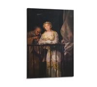 Póster de Francisco De Goya con diseño de pintor de Dama en un balcón con un rosario, obras de arte geniales para pared, lienzo para colgar, ideal para decoración del hogar, 50 x 75 cm