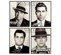 Póster de gángster famoso de 8 x 10 pulgadas | Magnífico collage de retratos de taza de mafia | Colección Ultimate Wise Guys | Al Capone | Whitey Bulger | John Gotti | Lucky Luciano | Rare Arrest