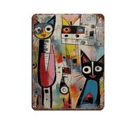 Póster de gato estilo Picasso estilo retro, letrero de metal de estaño, arte elegante, pintura de hierro, bar, cueva de personas, cafetería, familia, garaje, póster decorativo de pared, 12 x 16