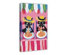 Póster de gato negro de arte pop, lienzo para decoración de pared, pinturas para sala de estar, dormitorio, decoración de 60 x 90 cm