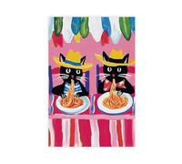 Póster de gato negro de arte pop, póster en lienzo, decoración de dormitorio, paisaje, oficina, habitación, regalo, 40 x 60 cm