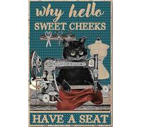 Póster de gato "Por qué hola, dulces mejillas, siéntate", decoración de baño, arte de pared divertido, impresión para amantes de los animales, impresiones en lienzo para guardería, impresiones