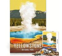 Póster de géiseres del Parque Nacional de Yellowstone, Rompecabezas de 1000 Piezas para Adultos, Regalo para Adultos, diversión, pasatiempo Relajante, Bordes precisos, Regalo Memorable (38x26cm)