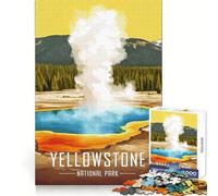Póster de géiseres del Parque Nacional de Yellowstone Rompecabezas de 1000 Piezas para Adultos y Adolescentes Entrenamiento de concentración Recreación Tranquila Bordes Finos Feliz Navidad (50x75cm)