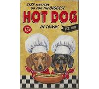 Póster de Go For The Biggesrt Hot Dog In Town, arte de pared con animales, regalo para amantes de los perros salchicha, decoración del hogar, restaurante, lienzo, galería, envuelto, enmarcado