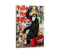 Póster de graffiti de Monkey Street para pared, diseño de animales de "Sigue tus sueños" para sala de estar, oficina, decoración de pared del hogar, 60 x 90 cm