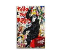 Póster de graffiti de Monkey Street para pared, diseño de animales de "Sigue tus sueños" para sala de estar, oficina, decoración de pared del hogar, 60 x 90 cm