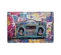 Póster de grafiti metálico personalizado, divertido grafiti de metal para pared, arte callejero, letrero metálico de radio con grafiti, decoración de pared para el hogar, interior y exterior, 14 x 20
