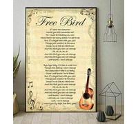 Póster de guitarra de Lynyrd Skynyrd con letra de pájaro libre sin nosotros proveedor de arte de pared, póster de metal, 8 x 12 pulgadas
