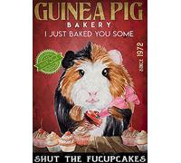 Póster de hámster divertido de conejillo de indias vintage para decoración del hogar, póster decorativo de pared, letrero de estaño, póster de metal, 8 x 12 pulgadas (n.º 840)