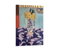 Póster de Henri Matisse Fauvist Famous Painting (alfombra azul y rosa), lienzo estético para habitación, póster artístico, arte de pared, pintura para decoración del hogar; marco; 60 x 90 cm