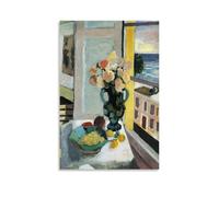 Póster de Henri Matisse Fauvist Famous Painting (flores delante de una ventana) para habitación, lienzo estético impreso, arte de pared, pintura para decoración del hogar; sin marco; 24 x 36 pulgadas