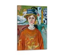 Póster de Henri Matisse Fauvist Famous Painting (La chica con ojos verdes), lienzo estético para habitación, póster artístico, arte de pared, pintura para decoración del hogar; marco; 50 x 75 cm