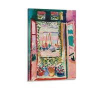 Póster de Henri Matisse Fauvist Famous Painting (ventana abierta), lienzo estético impreso, póster artístico, arte de pared, pintura para decoración del hogar; marco; 60 x 90 cm