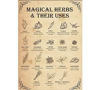 Póster de hierbas mágicas y sus usos, diseño de brujas, cocina, conocimiento mágico, letrero de metal vintage, letrero de hojalata, decoración, póster divertido, hogar, bar, club, granja, jardín, letr