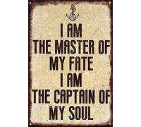 Póster de hierro con texto en inglés "I Am The Master Of My Fate I Am The Captain Of My Soul Iron Poster Painting Tin Sign Vintage Wall Decor For Cafe Bar Pub Home Beer Decoration Crafts 40.6 cm x