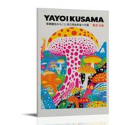 Póster de hongos Yayoi Kusama de arte vintage, lienzo de pared, decoración estética, sala de estar, habitación de los niños, cafetería, baño, adecuado para dormitorio, gimnasio, clásico, 60 x 90 cm