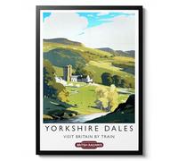 Póster de Impresión de Obra Yorkshire Dales-Visite Gran Bretaña en Tren,Cuadro de Impresión de Pared de Paisaje Praderas Montañosas,Pósters Arte de Pared UK Vintage,Decor para Hogar Sala,Sin Enmarcar