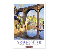 Póster de Impresión de Obra Yorkshire-See Britain By Train,Cuadro de Impresión de Pared de Paisaje Puente y Río,Pósters de Ferrocarriles,Arte de Pared UK Vintage,Decor para Hogar y Sala,Sin Enmarcar