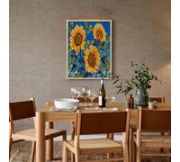 Póster de Impresionismo Pintura Al Óleo para Decoración de Pared Amarillo Azul Real Poster Girasoles Hojas Verdes de Pared para Oficina Sala de Estar decorazione di interni 24x31 pulgadas Sin Marco