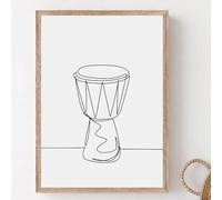 Póster de instrumento de acordeón y tambor, músico, decoración del hogar, música minimalista, arte de línea blanca, guitarra, piano, marco de 20 x 30 cm