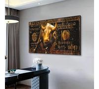 Póster de inversión en Wall Street Bull, diseño de oso dorado, para sala de estar, oficina, decoración (60x90 cm, marco interior)
