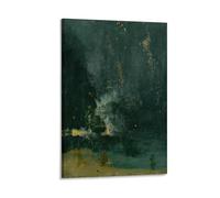 Póster de James Abbott McNeill Whistler Nocturne en negro y dorado, The Falling Rocket, póster artístico para pared, lienzo de pergamino, cuadro de pintura para sala de estar, decoración del hogar, 40