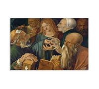 Póster de Jesús entre los doctores de Albrecht Dürer para dormitorio, lienzo decorativo, paisaje deportivo, oficina, habitación, regalo, sin marco, 61 x 91 cm