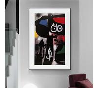 Póster de Joan Miró, artista abstracto surrealista clásico, composición artística con figuras de animales, lienzo pintado, decoración para pared del hogar (40x50cm/Sin marco)