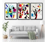 Póster de Joan Miró, pintura en lienzo, arte abstracto de exposición, impresiones artísticas de pared para sala de estar, decoración moderna de pared para el hogar (40 x 50 cm/3 piezas sin marco)